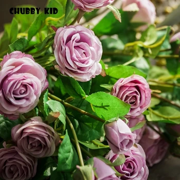 Didmeninė aukštos kokybės 5 vadovai dirbtinių rožių žiedų gražus netikrą rose vestuvių dekoratyvinės šilko rose vestuvių karšto Rosa 12pcs/daug