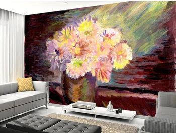 Custom gėlių tapetai,Gėlių Aliejus, Tapyba,3D šviesą kambarį miegamojo, virtuvės fone sienų apmušalai atsparus vandeniui