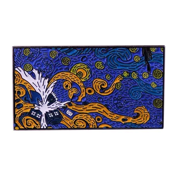 MD3016 Meno Kolekcija Priedai Van Gogh Žvaigždėtas Dangus Sunku Emalio Pin Ženklelis Kuprinė Maišelis Apykaklės Atvartas Smeigtukai Apdailos Papuošalai