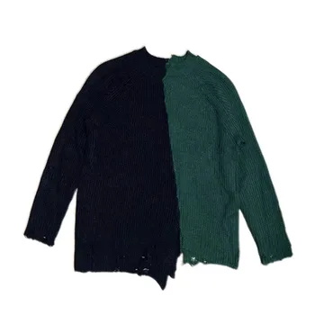 Rudenį ir žiemą naujas retro stiliaus prarasti skylę nereguliarus megztinis megztas megztinis moterims