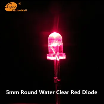 5mm raudona 1000PCS ROUND TOP VANDUO skaidrus Diodai Urtal Ryškios LED lempos 5MM led komplektas